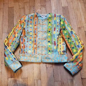 Carlisle Colorful Silk Coat of Many Colors Jacket - size 6